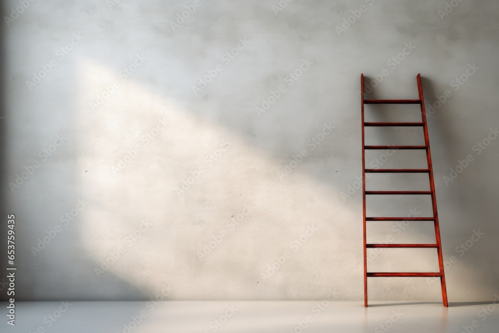 a ladder leaning against a blank wall symbolizing a goal path