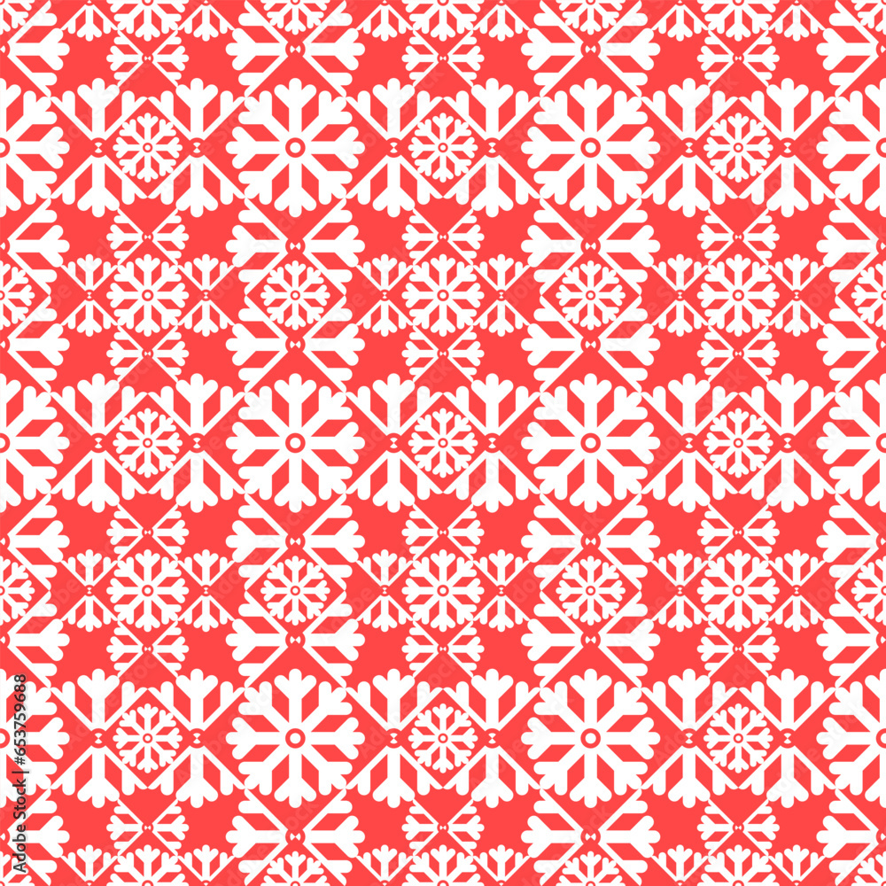 white snow flake pattern on red background. christmas decoration. vector illustration white snow flake pattern on red background. christmas decoration. vector illustration