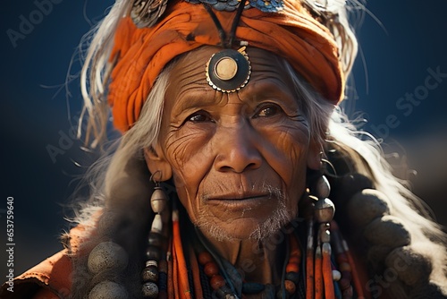 Angge people in the Upper Mustang region of Nepal,Generated with AI photo