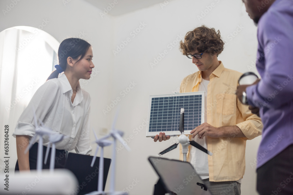 Fototapeta premium Renewable energy experts optimize solar panel materials to be pure silicon for energy efficiency