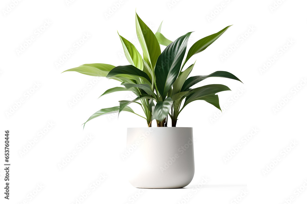 Realistic Plant Potted in Container For use indoors as a house plant and decoration on a transparent background, Generative AI - obrazy, fototapety, plakaty 
