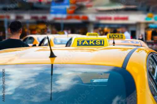 Türkiye commercial taxis are waiting for customers.