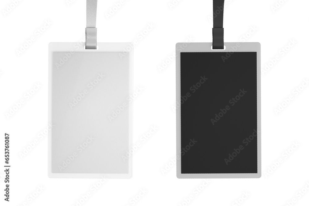 Blank badge with drawstring mockup isolated on white background. Top