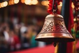 a close-up shot of a festive bell used to start boxing day events