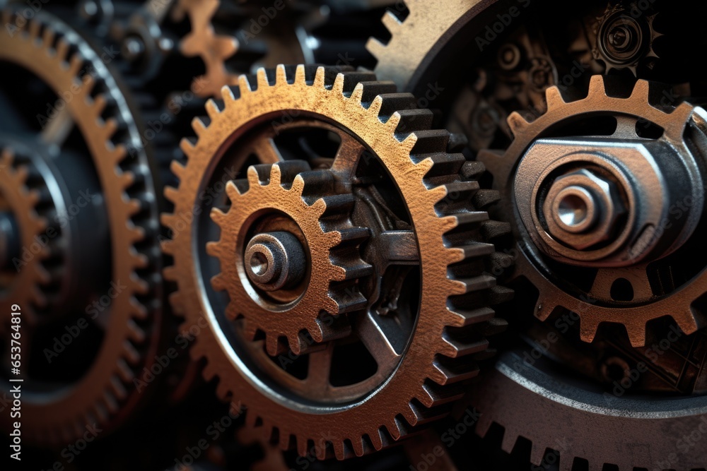 two gears meshing together in a machine two gears meshing together in a machine