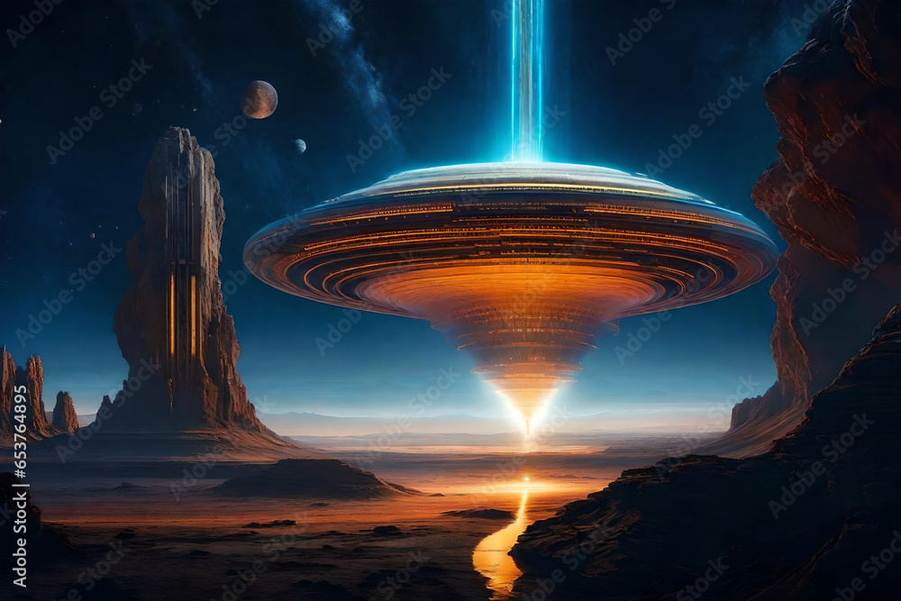 Captivating and enigmatic portrayal of an extraterrestrial from a wholly distinct universe, Alien Planet from far distance Captivating and enigmatic portrayal of an extraterrestrial from a wholly distinct universe, Alien Planet from far distance