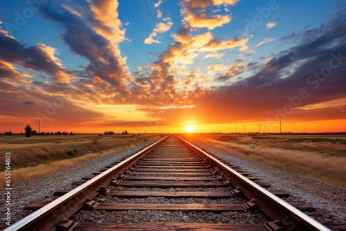 railroad tracks converging on the horizon