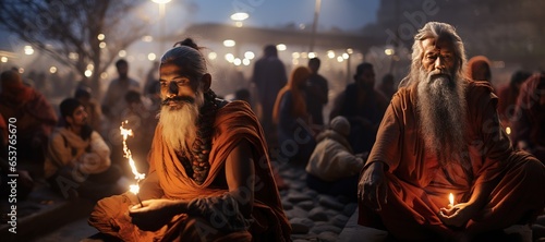 Indian yogi in meditation, spiritual connection amidst the tranquil beauty of India.Generated with AI