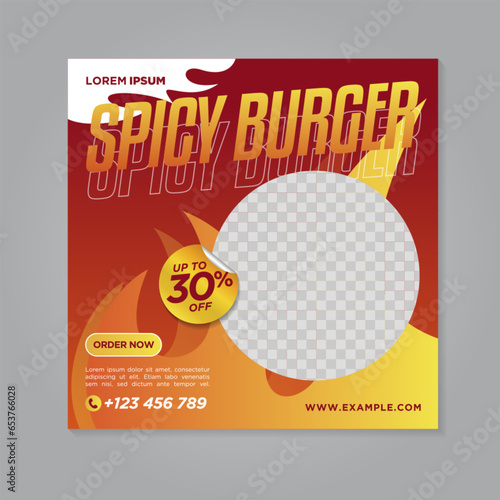 Spicy Restaurant food social media banner post design template