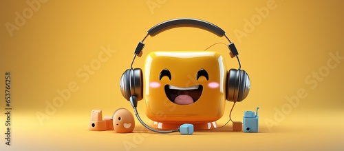 a cute icon for customer service with a speech bubble headphone and microphone