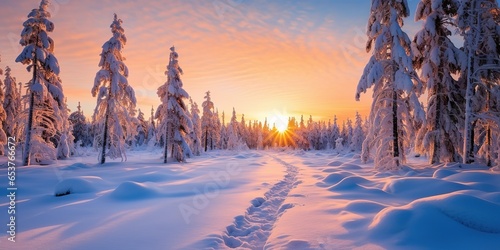 Winter landscape with forest © Zaleman