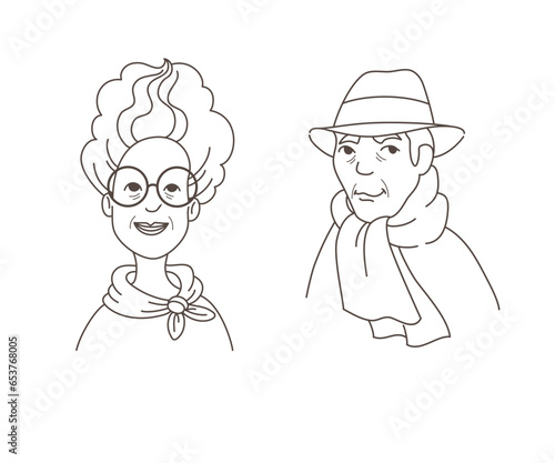 vector illustration elderly man woman grandmother grandfather