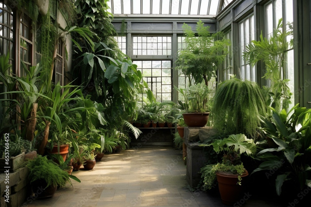 beautiful conservatory plants. Generative AI