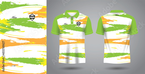 green yellow and orange polo sport shirt sublimation jersey template