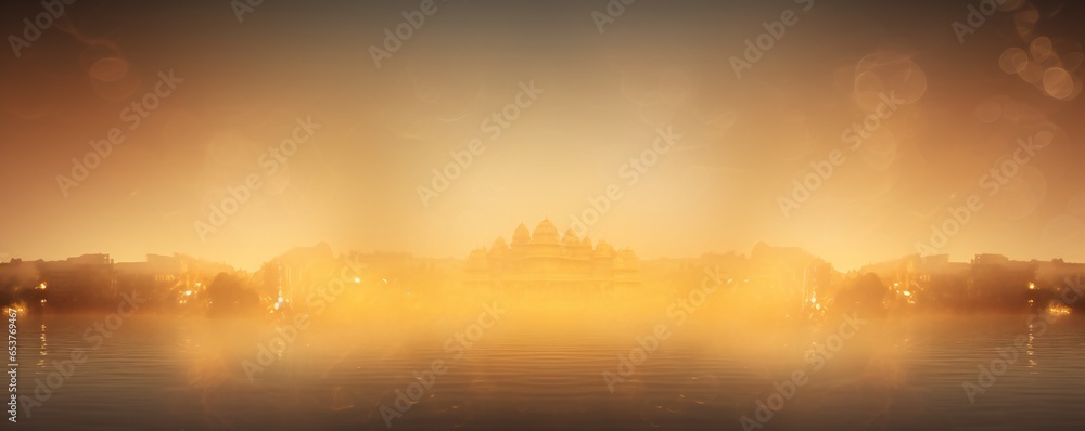 Magic soft fog Diwali festival poster background, with empty copy space Generative AI Magic soft fog Diwali festival poster background, with empty copy space Generative AI