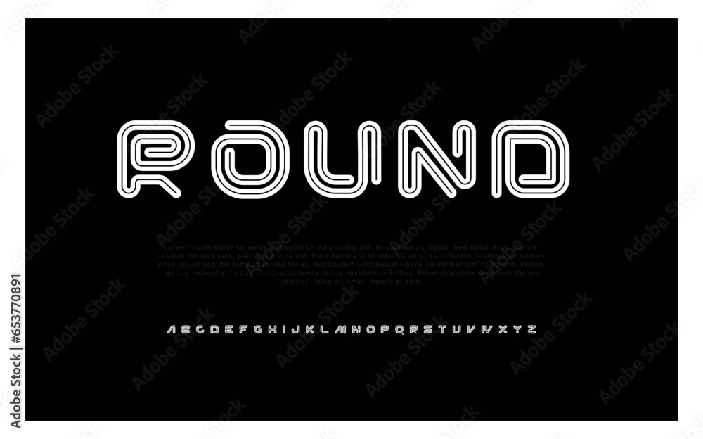 Abstract Modern Font Rounded Round abstract digital technology logo font alphabet. Minimal modern ...