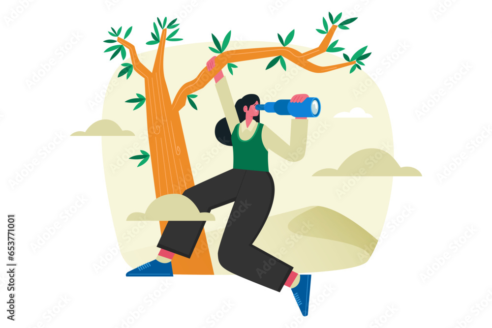 Fototapeta premium Looking for Business Opportunities With Binoculars vector illustration