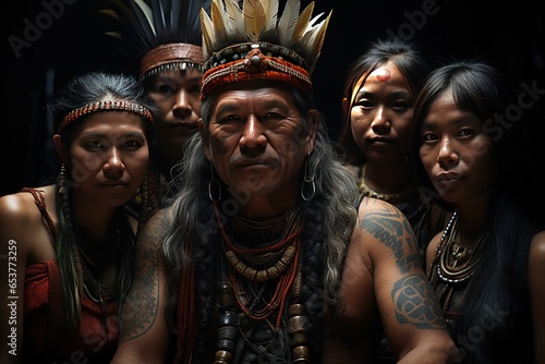 Mentawai Tribe - Indigenous to the Mentawai Islands of Indonesia.Generated with AI © Chanwit