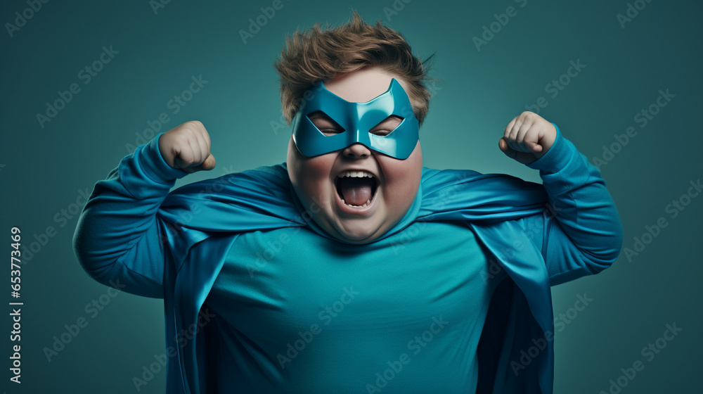 Little funny Superhero boy. Generative Ai Little funny Superhero boy. Generative Ai