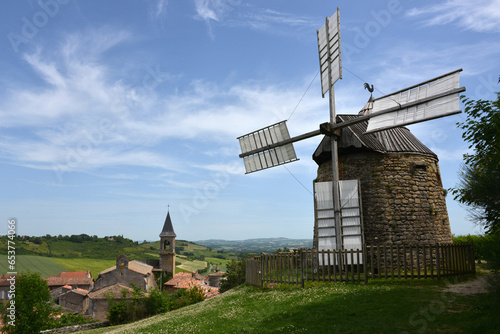 historic windmill in the medieval village of Lautrec in the department of Tarn photo