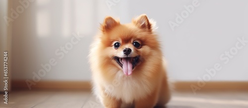 Happy little pomeranian dog adorable pet photo