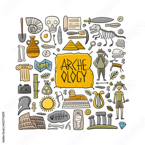 Archeology ancient history. Art frame for your design