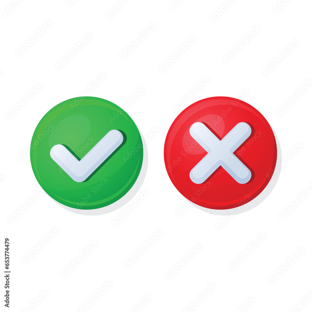 Cross and Check Mark Icons on White Background. Vector Cross and Check Mark Icons on White Background. Vector