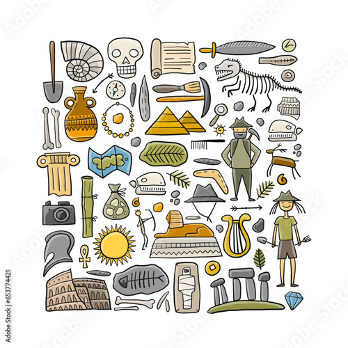 Archeology ancient history. Art frame for your design