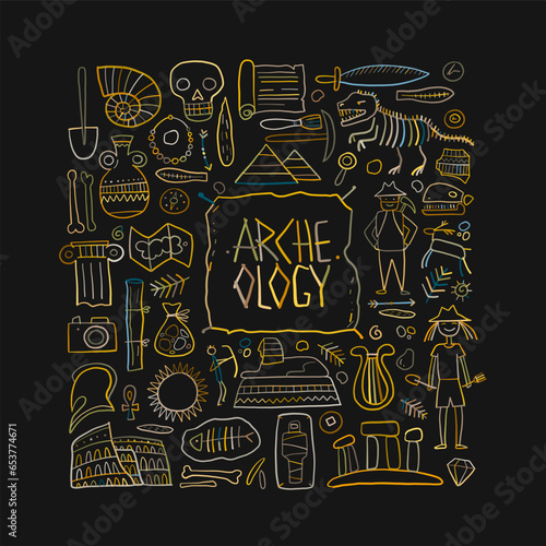 Archeology ancient history. Art frame for your design