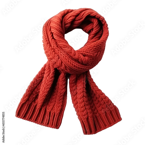 Red knitted scarf isolated on a white background