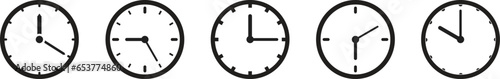Clock icon set. Time clock icons collection. Line clocks symbol isolated on white background - stock vector.