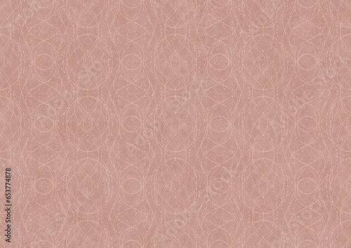 Hand-drawn abstract seamless ornament. Light semi transparent pale pink on a pale pink background. Paper texture. Digital artwork, A4. (pattern: p10-2c)