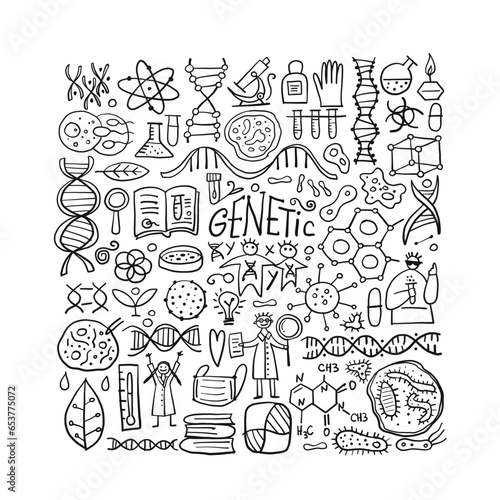 Genetics, chemistry, biology icons set for your design