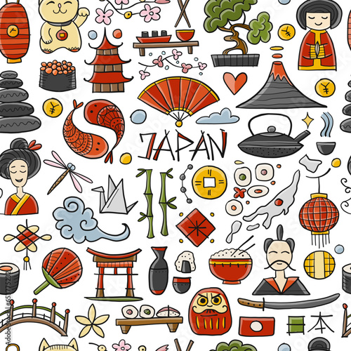 Japanese traditions and culture. Seamless Pattern for your design