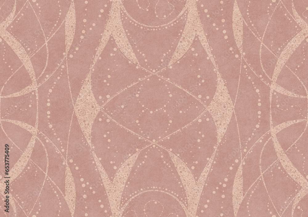 Hand-drawn abstract seamless ornament. Light semi transparent pale pink on a pale pink background. Paper texture. Digital artwork, A4. (pattern: p10-4a)