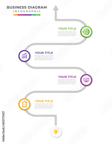 Vertical timeline infographic template with icons and 5 options or steps.