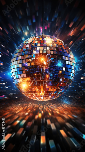 Colorful Mirror Ball Disco Lights Club Dance Party Glitter Background