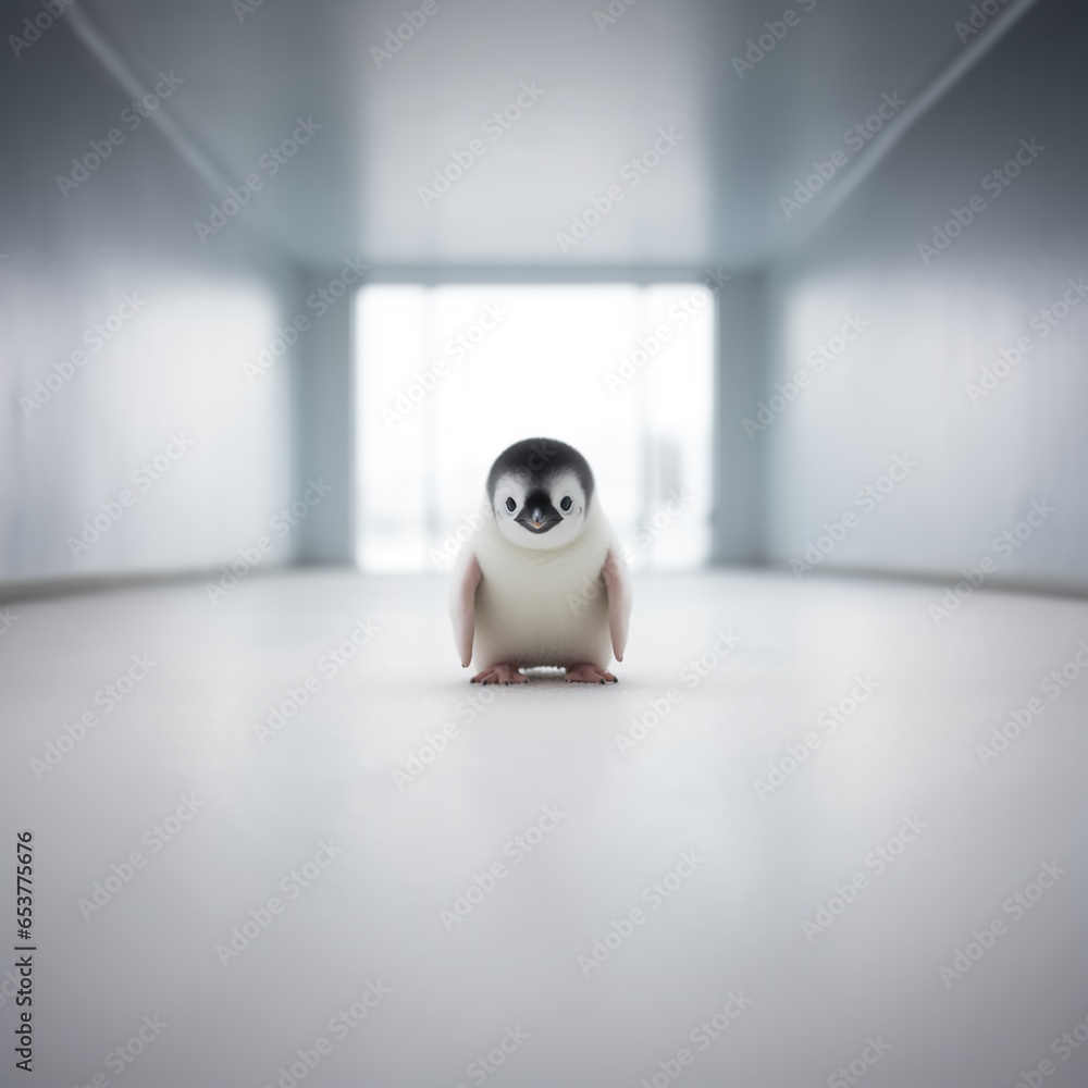 A tiny inquisitive, cute, and humerus penguin stares at the camera