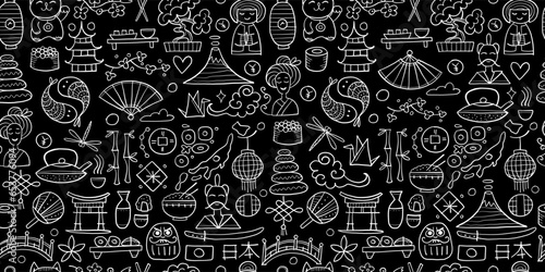 Japanese traditions and culture. Seamless Pattern for your design