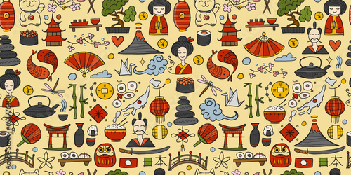 Japanese traditions and culture. Seamless Pattern for your design