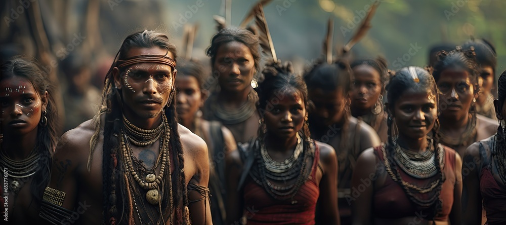 Fototapeta premium Indigenous people in India, representing the diverse cultures, traditions,Generated with AI