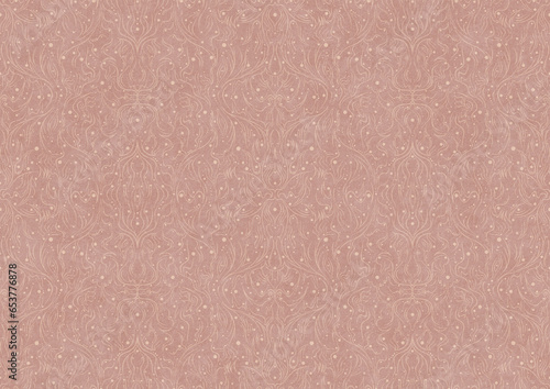 Hand-drawn abstract seamless ornament. Light semi transparent pale pink on a pale pink background. Paper texture. Digital artwork, A4. (pattern: p11-2b)