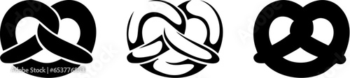 Pretzels. Black silhouettes of pretzels isolated on a white background. Vector illustration