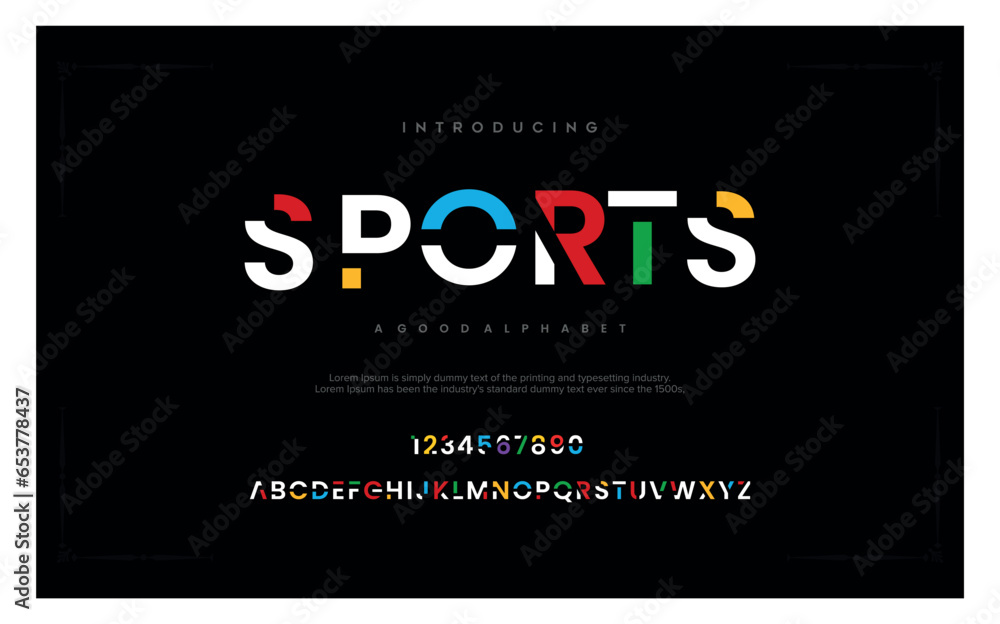 Sports Modern abstract digital alphabet font. Minimal technology typography, Creative urban sport fashion futuristic font and with numbers. vector illustration - obrazy, fototapety, plakaty 