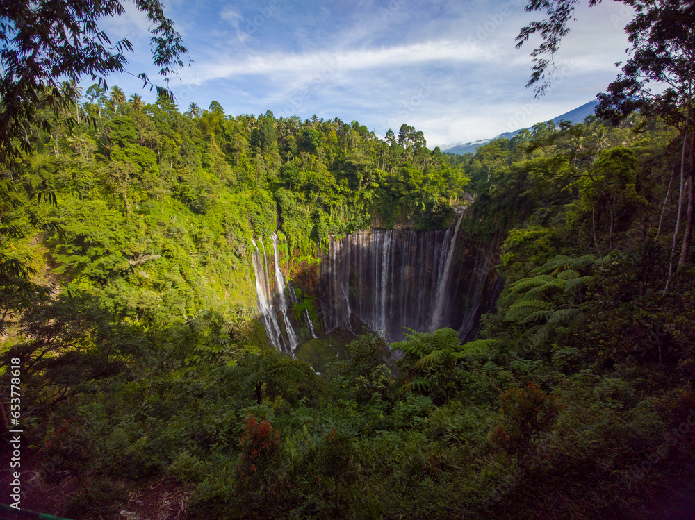 Beautiful view at Tumpak Sewu waterfall located in Lumajang,  East Java region,Indonesia