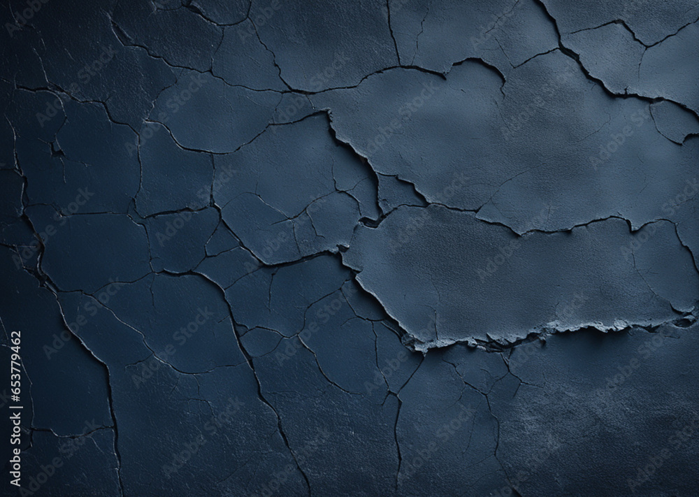 Obraz premium old wall background dark blue, indigo, crack on the wall