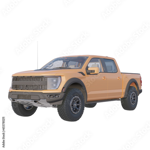 Realistic pickup truck on isolated transparency background