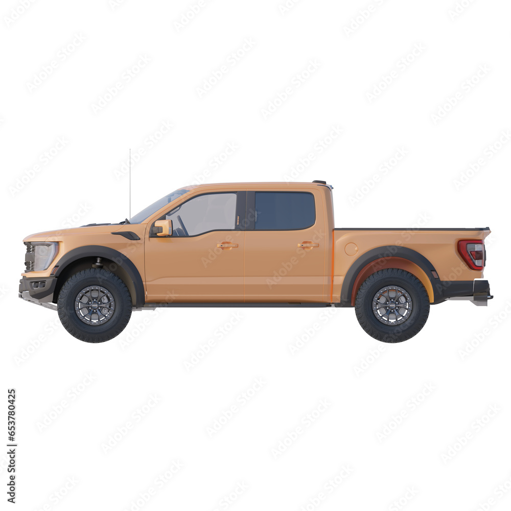 Realistic pickup truck on isolated transparency background