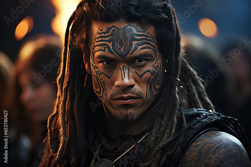 Maori people in New Zealand, rich culture, traditional tattoos (ta moko),Generated with AI