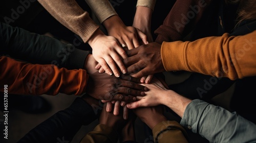 Embracing Differences: Close-up of Diverse Hands Together in Solidarity- generative AI, fiction Person